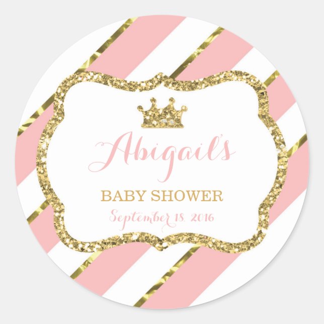Rond Petit Sticker Princesse, Rose, Parties scintillant (Devant)