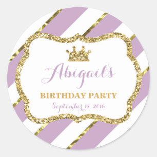 Rond Petit Sticker Princesse, Violet, Or