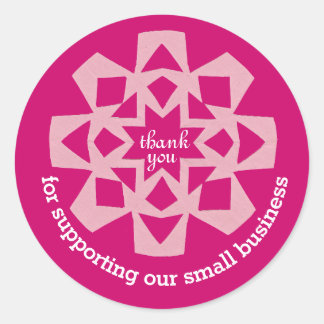 Rond Petite entreprise merci sticker rose flocon de nei