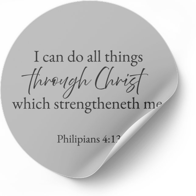 Rond Philippians 4:13 Christian Sticker (Minimalist Bible verse sticker — Philippians 4:13)