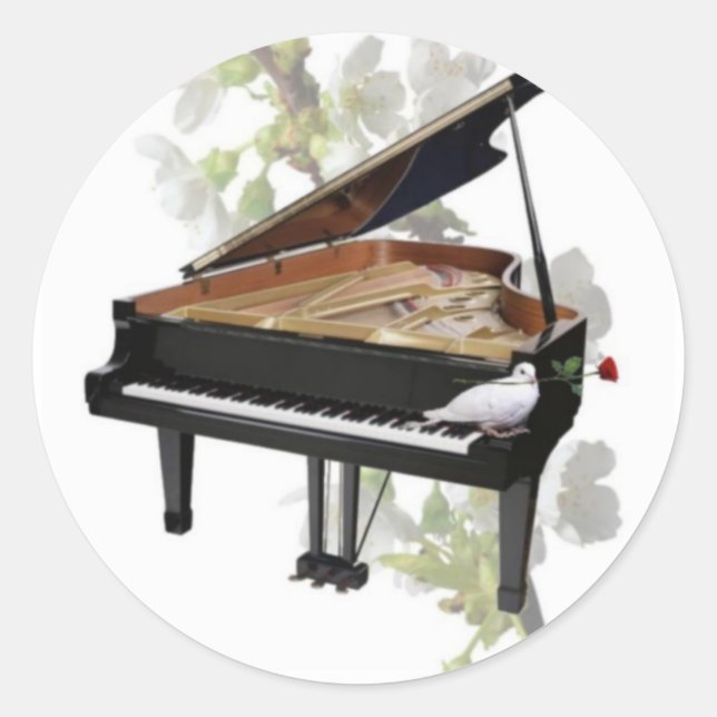 Rond Piano -Musique romantique- Sticker (Devant)