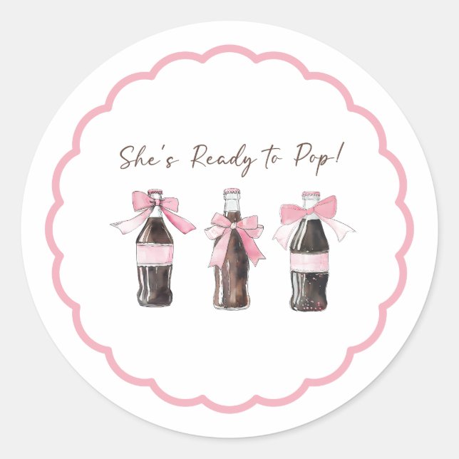 Rond Pink Baby Soda Ready to POP Round Sticker (Devant)