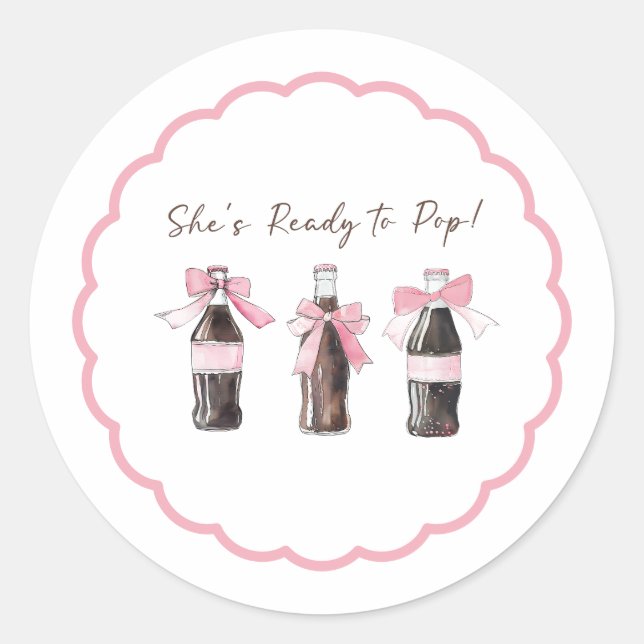 Rond Pink Baby Soda Ready to POP Round Sticker (Devant)