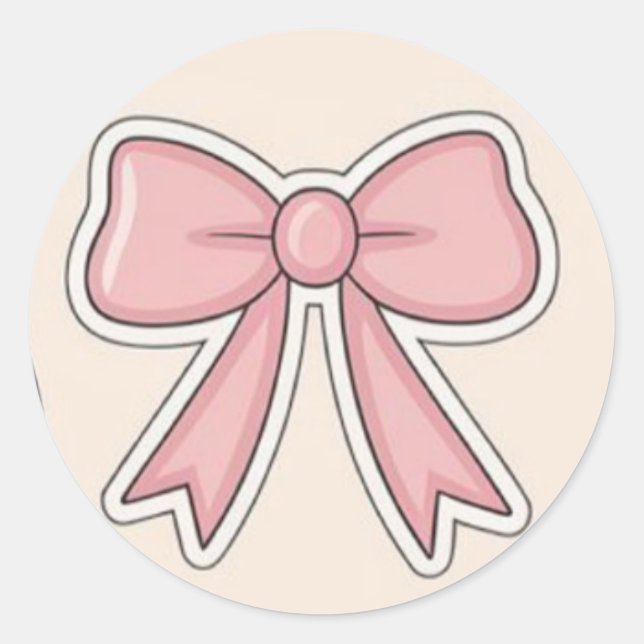 Rond Pink Bow Aesthetic Cutesy Vinyl Sticker (Devant)