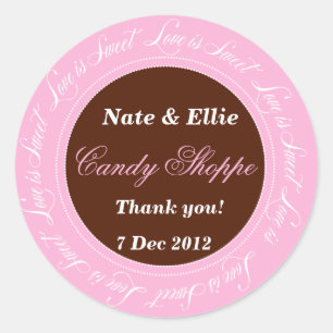 Rond Pink & Brown Love is Sweet Candy Shoppe Sticker