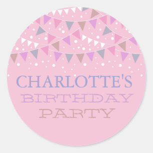 Rond Pink Fun Bunch Anniversaire   Sticker de partie