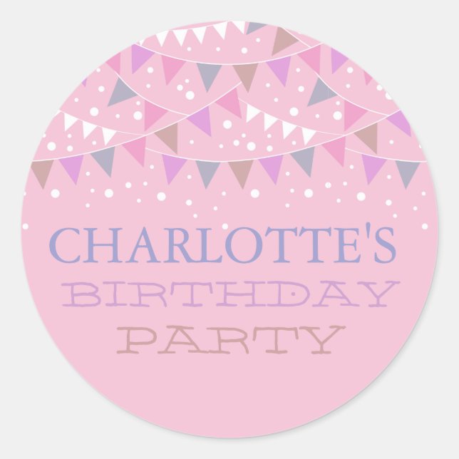 Rond Pink Fun Bunch Anniversaire | Sticker de partie (Devant)