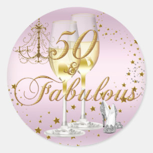 Rond Pink Gold Sparkle 50 & Fabuleux Sticker Anniversai