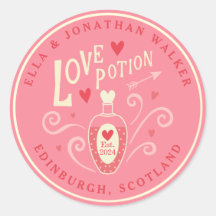 Pink Love Potion Mariage Favor Sticker