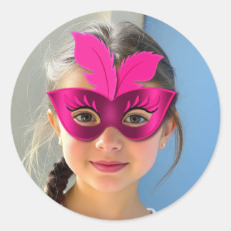 Rond Pink Mask Classic Round Sticker