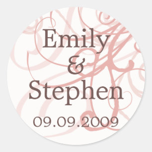 Rond Pink Pastel Swirls ・ Save the Date Sticker