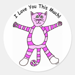 Rond Pinky Chat "Je T'Aime Tant" Sticker