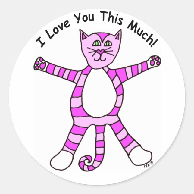 Rond Pinky Chat "Je T'Aime Tant" Sticker (Devant)