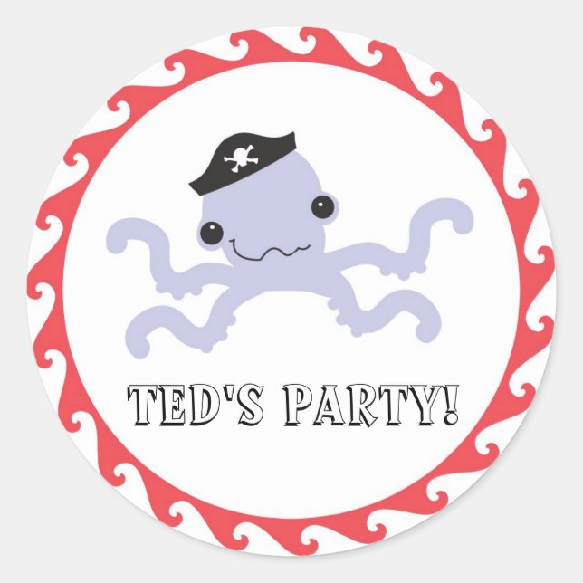 Rond Pirate Octopus Favoriser Sticker (Devant)
