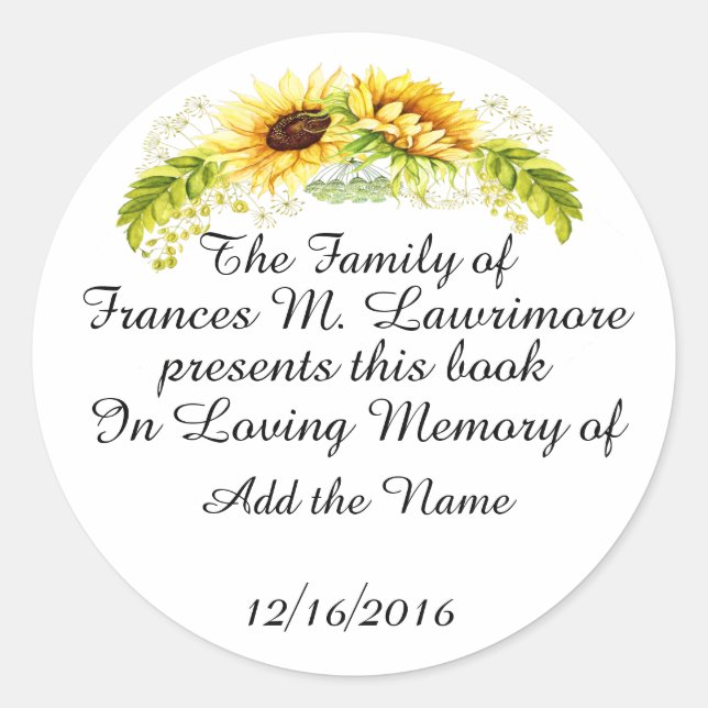 Rond Plaque de livre en Memoriam Sticker (Devant)