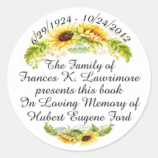Rond Plaque de livre en Memoriam Sticker (Devant)