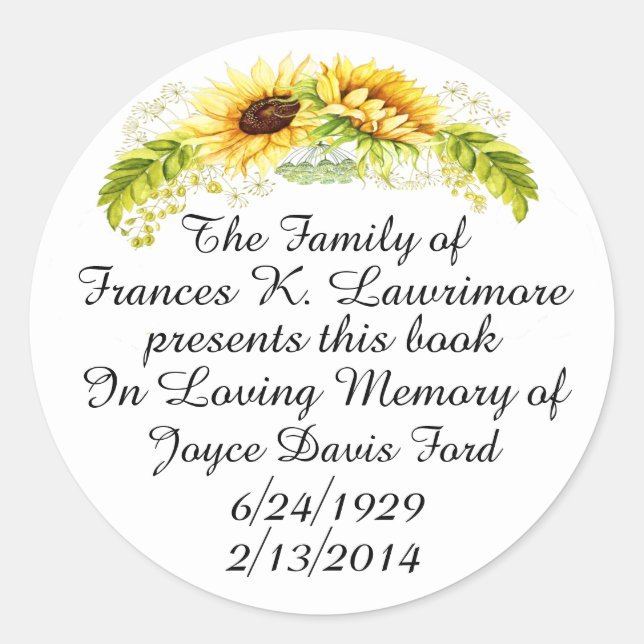 Rond Plaque de livre en Memoriam Sticker (Devant)