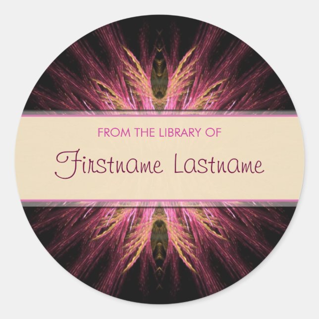 Rond Plaque fractale : Sticker rose et orange (Devant)