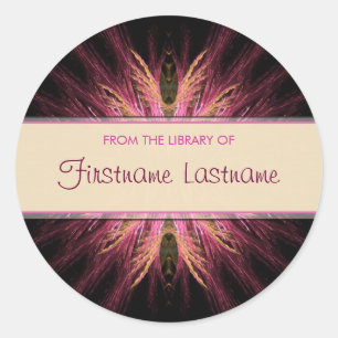 Rond Plaque fractale : Sticker rose et orange