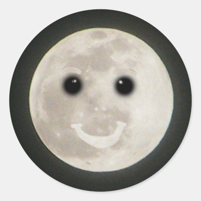 Rond Pleine lune Happy Face Sticker (Devant)