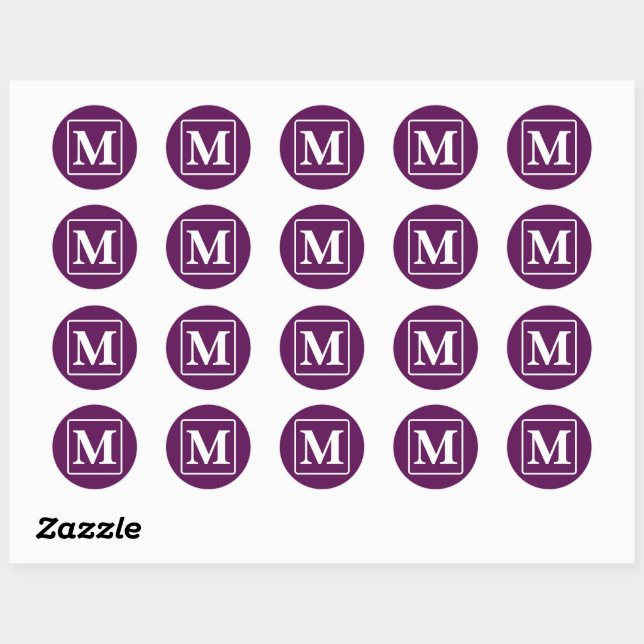 Rond Plum Perfection - Sticker Monogramme personnalisab (Feuille)