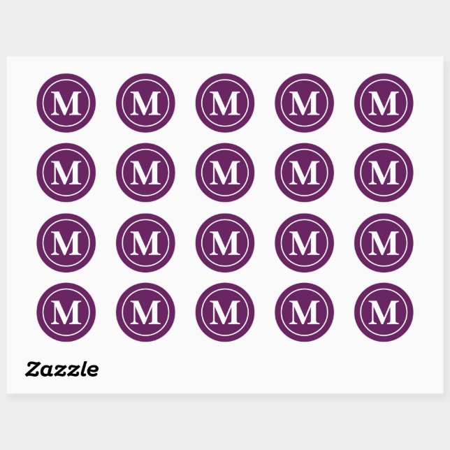 Rond Plum Perfection - Sticker Monogramme personnalisab (Feuille)