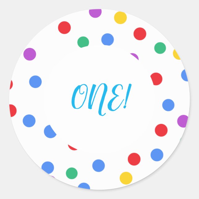 Rond Points Confetti colorés 1er Sticker Anniversaire (Devant)