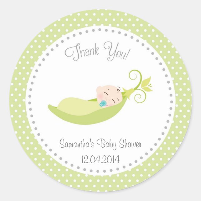 Rond Pois Dans Un Baby shower Pod Sticker Vert (Devant)