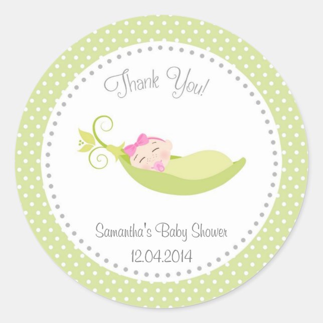 Rond Pois dans un pod bébé fille Douche Sticker vert (Devant)