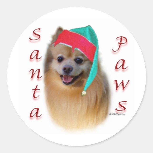 Rond Poméranie Père Noël Paws - Sticker (Devant)
