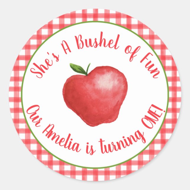 Rond Pomme Bushel of Fun Sticker - Personnalisable (Devant)