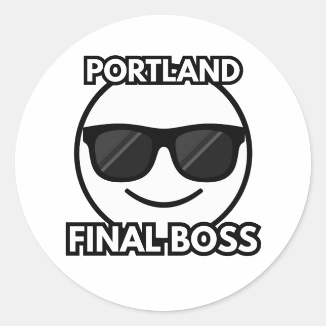 Rond Portland Final Boss Cool Face Emoji Sticker (Devant)
