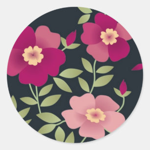 Rond Positions roses sur le noir - Sticker