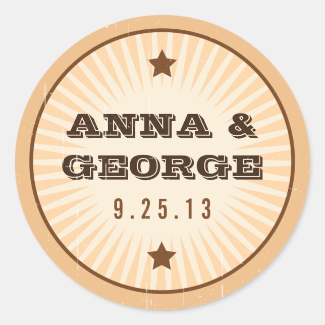 Rond Poster rustique : Crème et Sticker Mariage Brown (Devant)