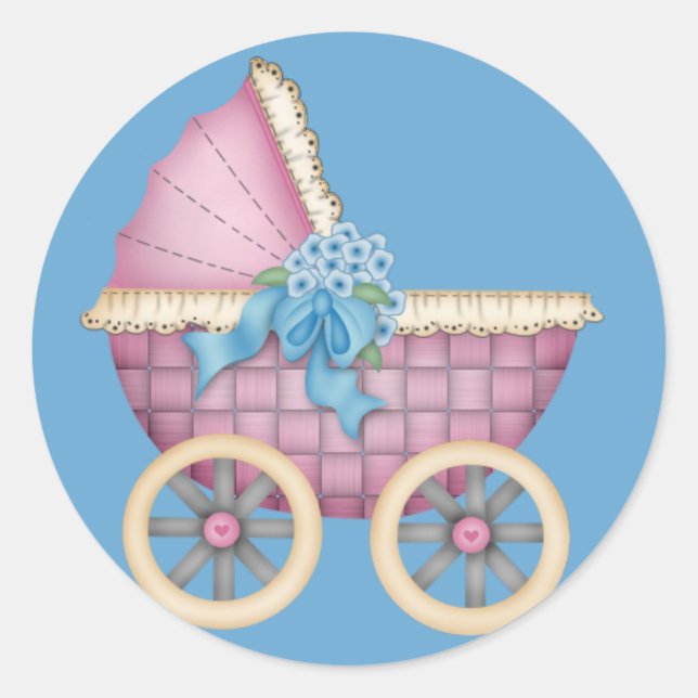 Rond Poussette pour bébé / Porte couleur rose - Sticker (Devant)