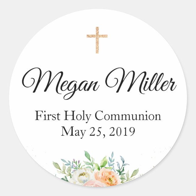 Rond Première communion Favoriser Sticker verdureFloral (Devant)
