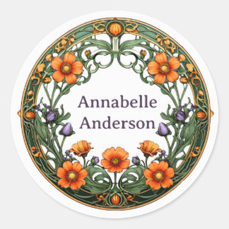 Rond Pretty Art Nouveau Floral Sticker