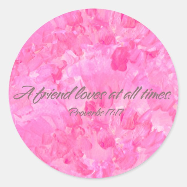 Rond Pretty Pink Peony-A Friend Loves Sticker (Devant)