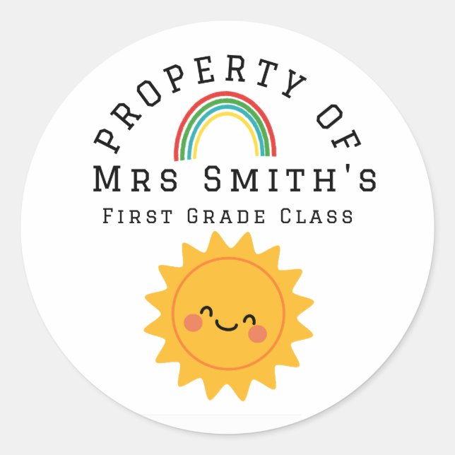 Rond Property Of Classroom Sticker | Smiley Sun School  (Devant)