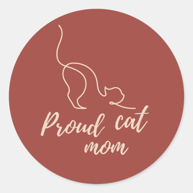 Rond Proud Black Cat Mom Sticker – Minimal Gift (Devant)