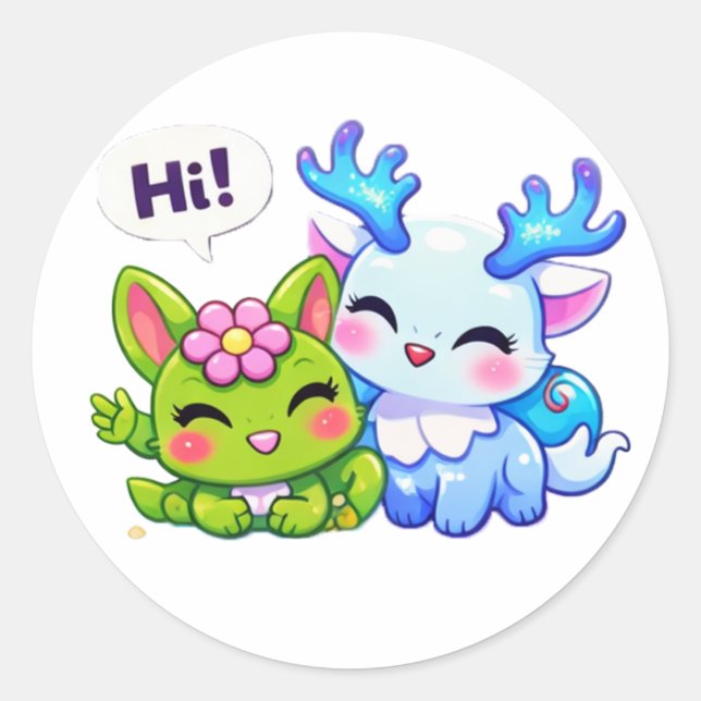 Rond Pulspunkys Kawaii Fantasy Creature Sticker (Devant)