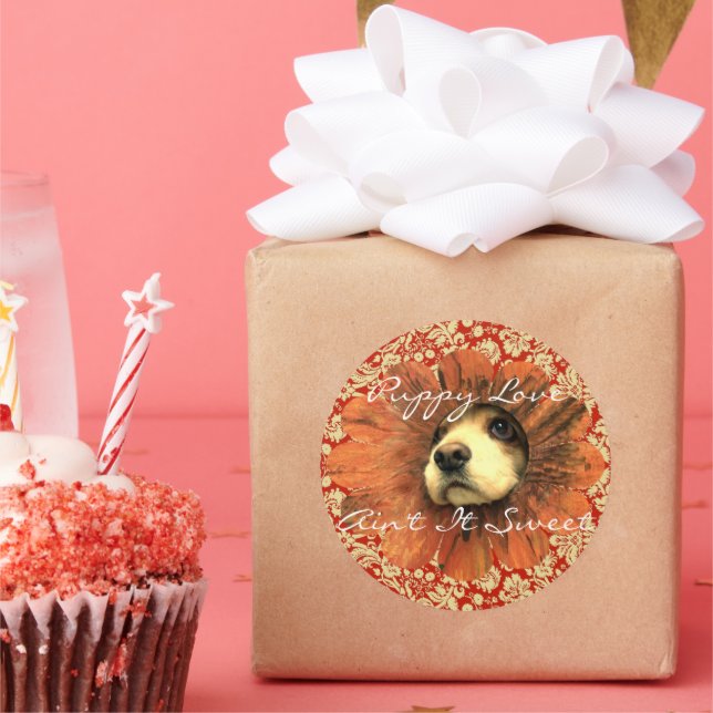 Rond Puppy Love Ain It Sweet Sticker (Fête)