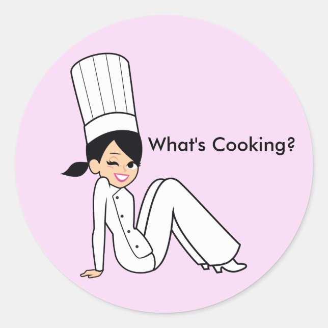 Rond "Qu'est-ce que la Cuisine ?" Sticker avec illustra (Devant)