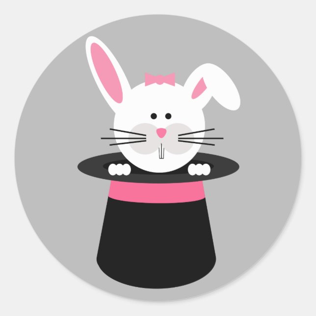 Rond Rabbit dans un Sticker Magicien Casquette - Rose (Devant)
