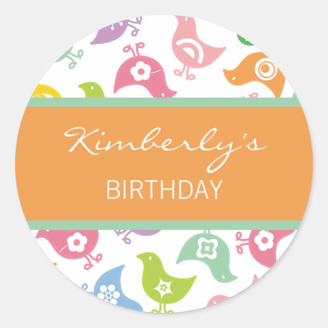 Rond Rainbow Chicks Fête d'anniversaire Favor Sticker (Devant)