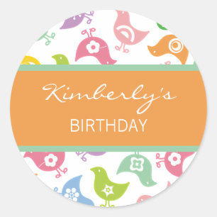 Rond Rainbow Chicks Fête d'anniversaire Favor Sticker