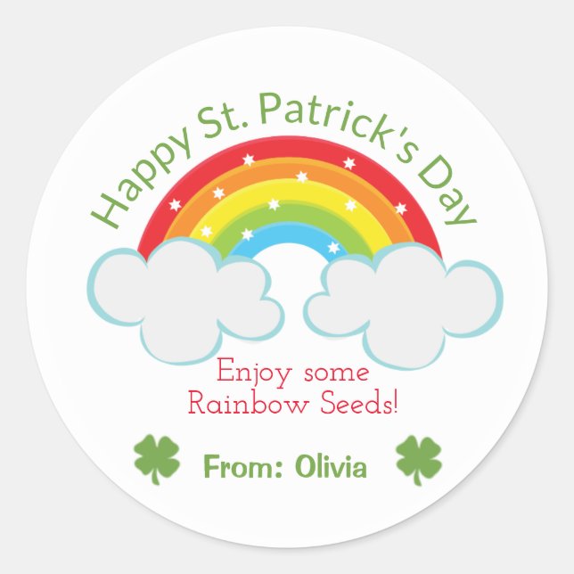 Rond Rainbow Seeds Sticker personnalisé St. Patrick's D (Devant)