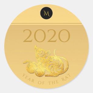 Rond Rat Année 2020 fruits Élégant Monogramme R Sticker