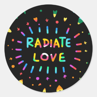 Rond Rayonner Amour Peinture colorée sur Sticker noir