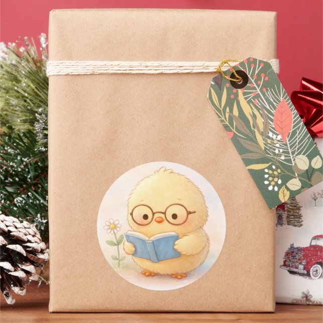 Rond Reading Alma Chick Cute Sticker (vacances)